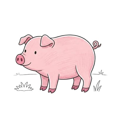 Simple Farm Pig, colored example