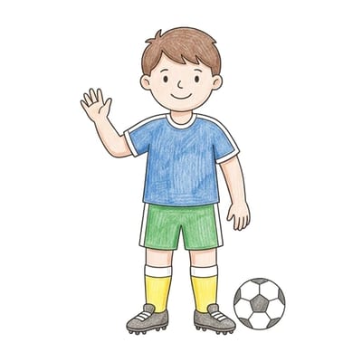 Soccer Player Waving, colored example