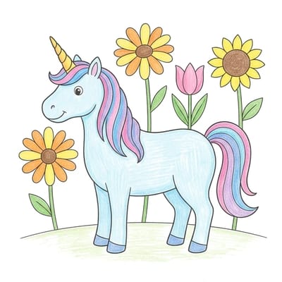 Unicorn Flower Meadow, colored example