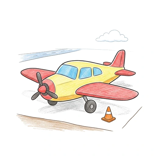 Airplane coloring page: Airplane Parking Spot, colored example