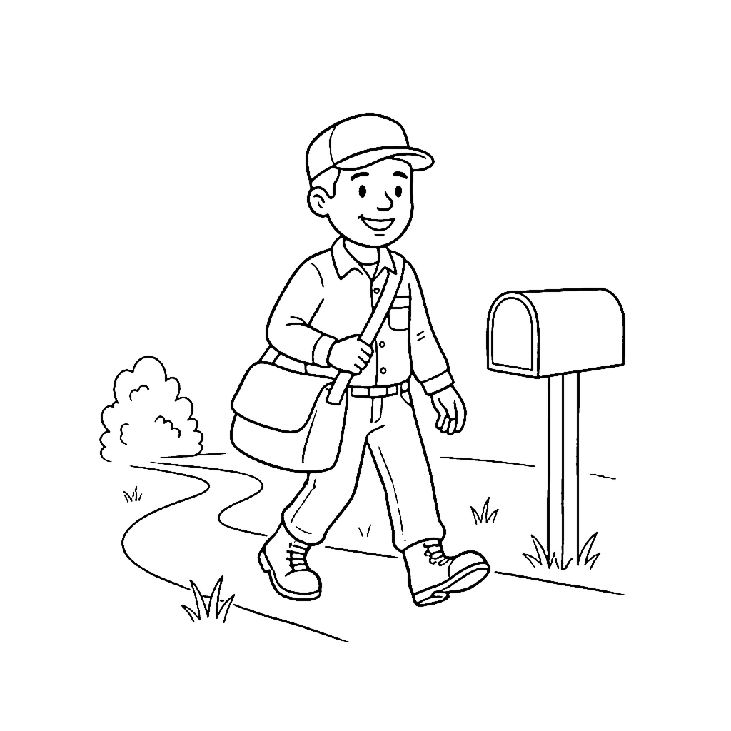 Mail Carrier Delivery coloring page outline