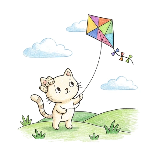Bow Kitten Kite, colored example