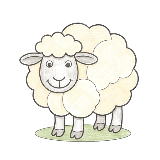 Sheep coloring page: Sheep Wool Curl, colored example