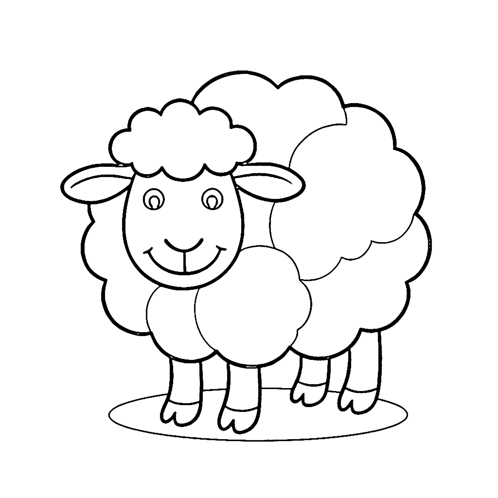Sheep coloring page: Sheep Wool Curl, outline to print