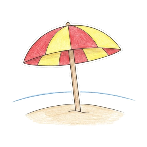 Beach Umbrella coloring page: Beach Umbrella Rest, colored example