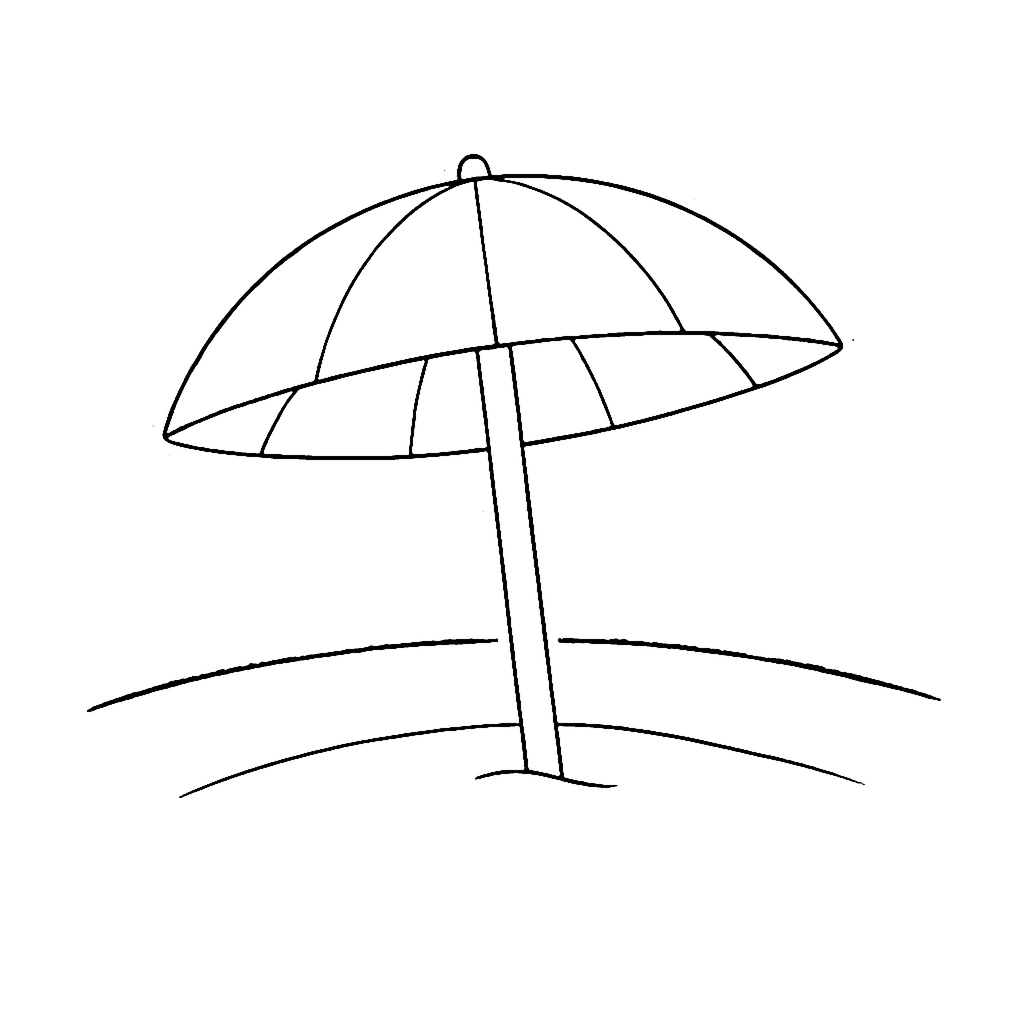 Beach Umbrella coloring page: Beach Umbrella Rest, outline to print