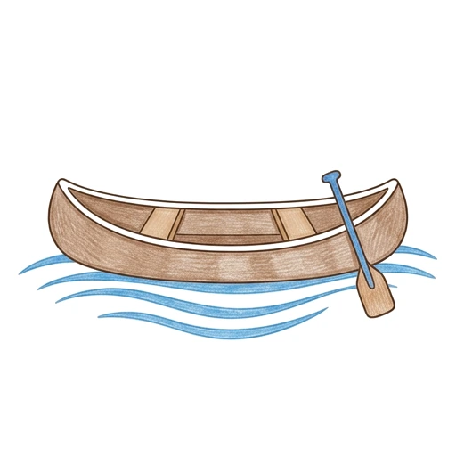 Canoe coloring page: Little Canoe, colored example