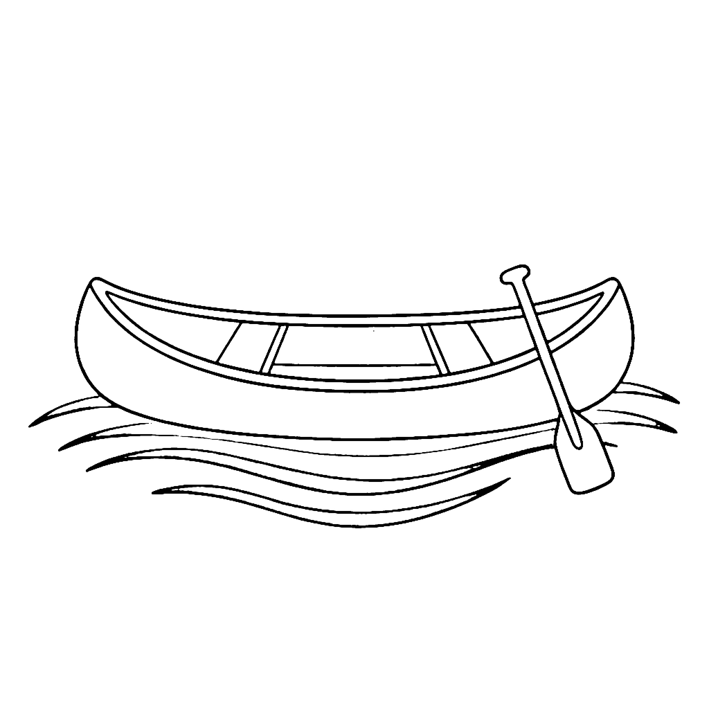 Canoe coloring page: Little Canoe, outline to print