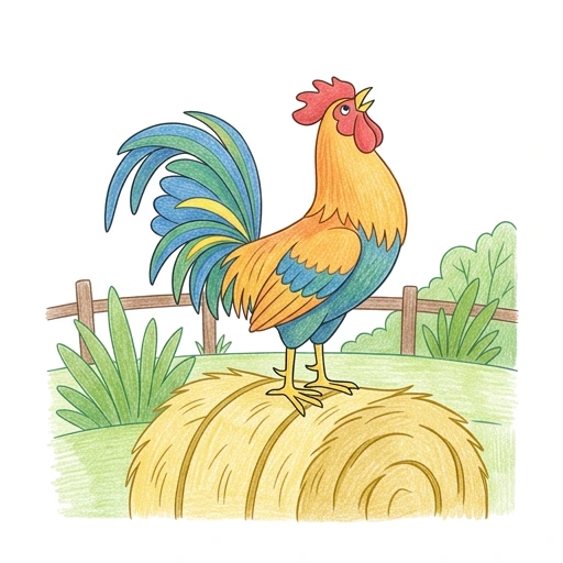 Rooster Hay Bale, colored example