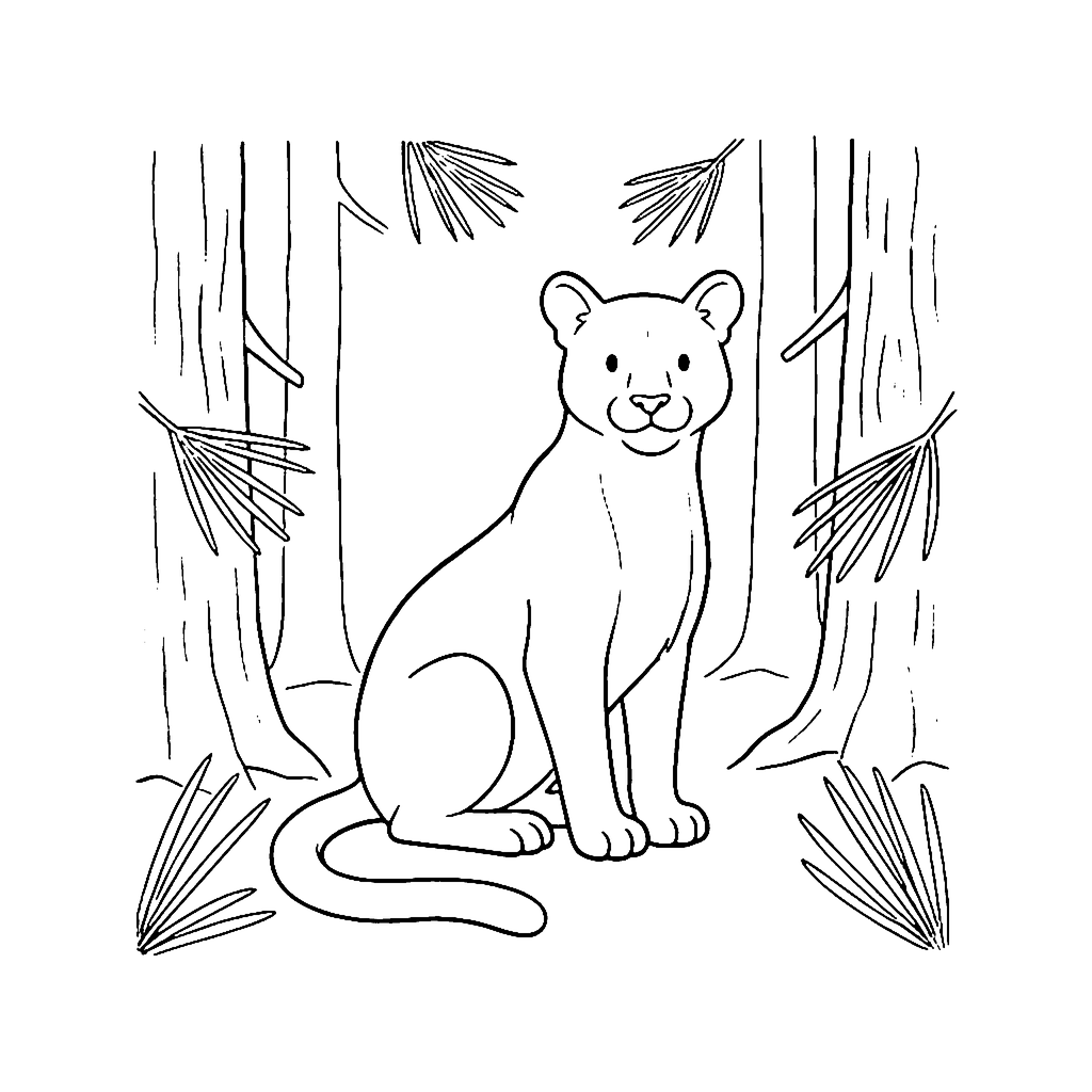 Cougar Pine Hollow coloring page outline