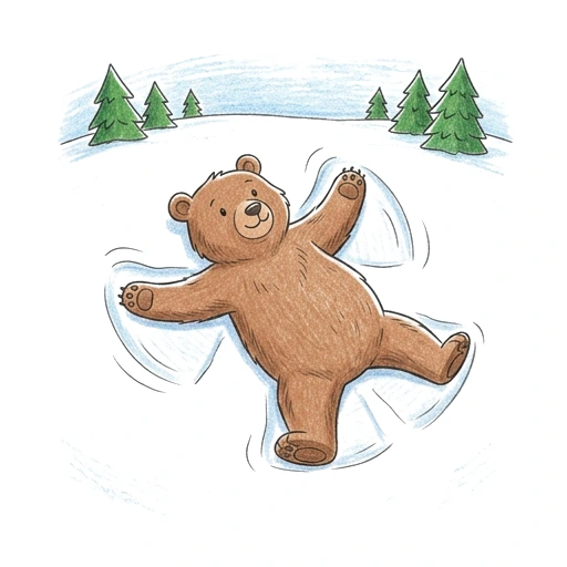 Bear Snow Angel, colored example