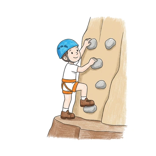Rock Climber coloring page: Rock Face Climber, colored example