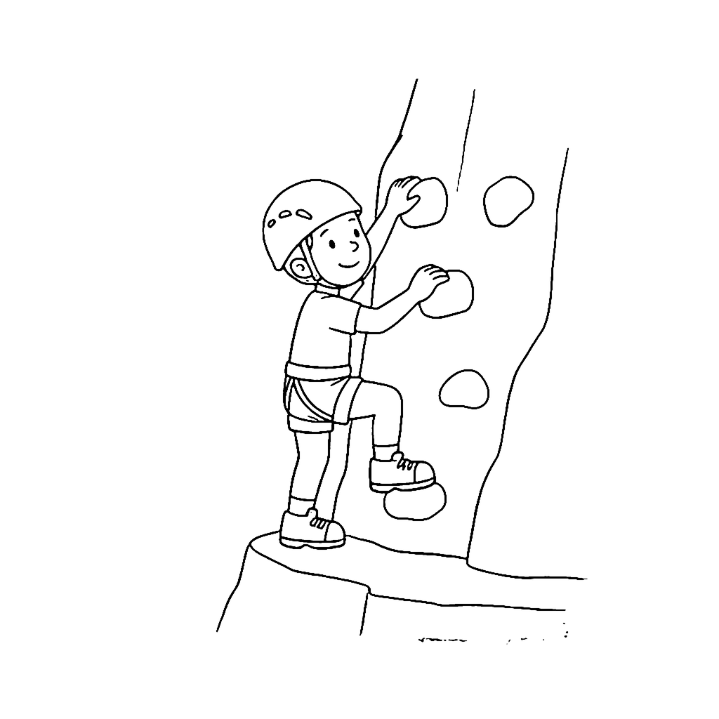 Rock Climber coloring page: Rock Face Climber, outline to print