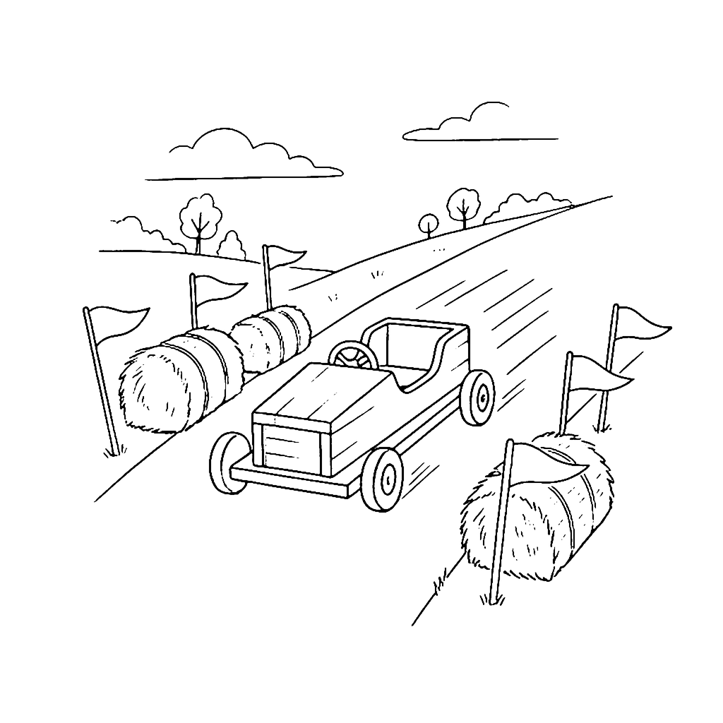 Soapbox Derby Roll coloring page outline