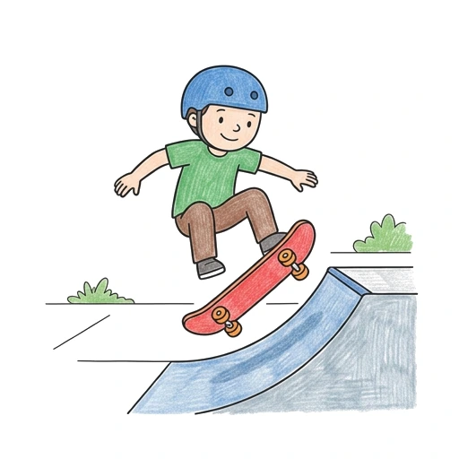 Skateboard Ramp Trick, colored example