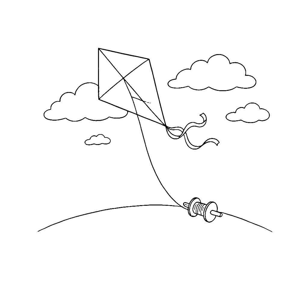 Kite Wind Dance coloring page outline
