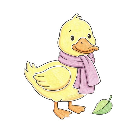 Duck coloring page: Duck With Scarf, colored example