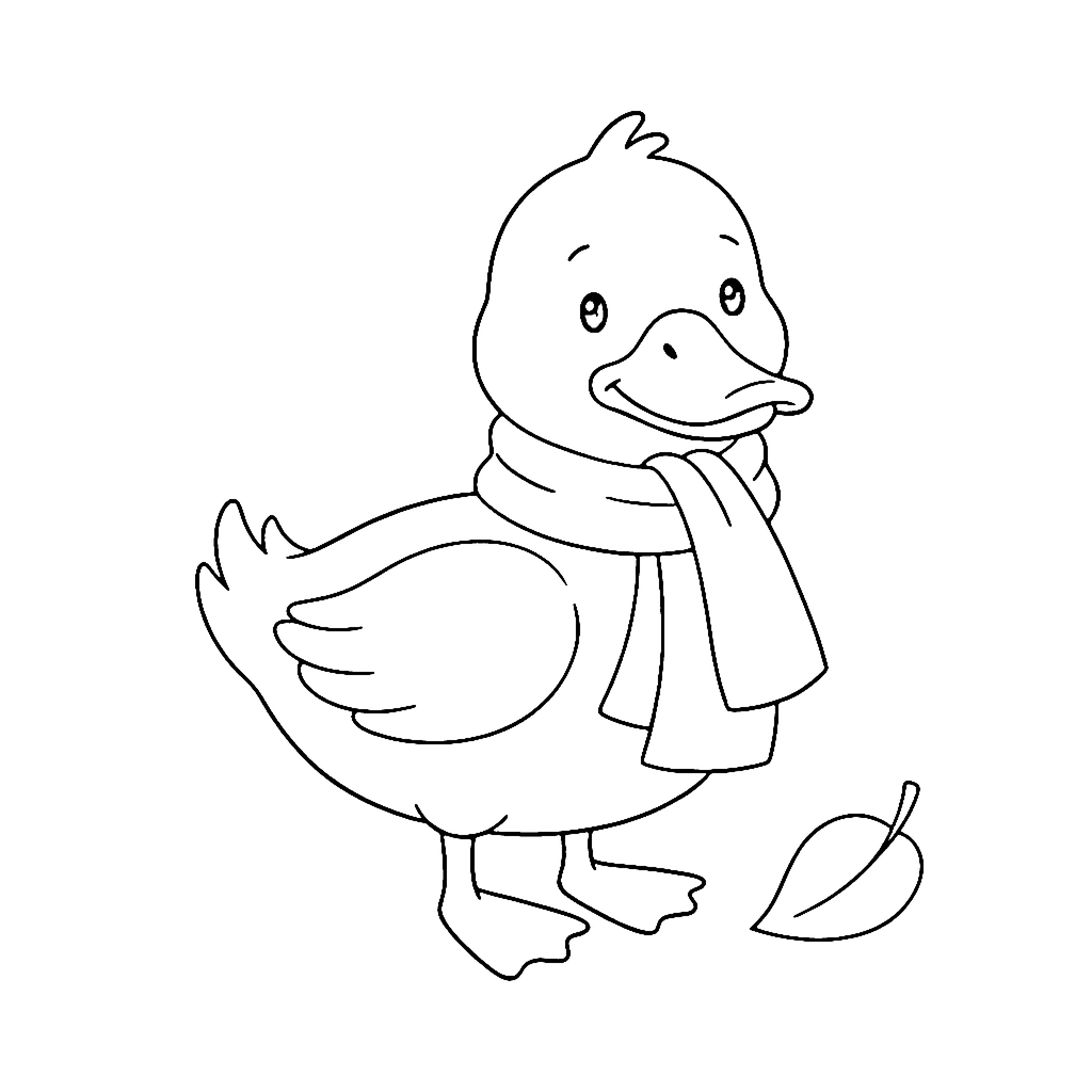 Duck coloring page: Duck With Scarf, outline to print
