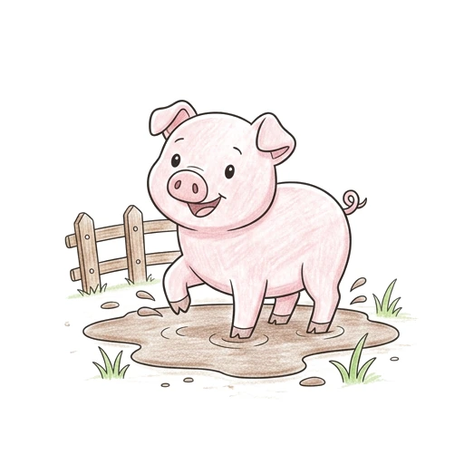 Pig Mud Puddle, colored example