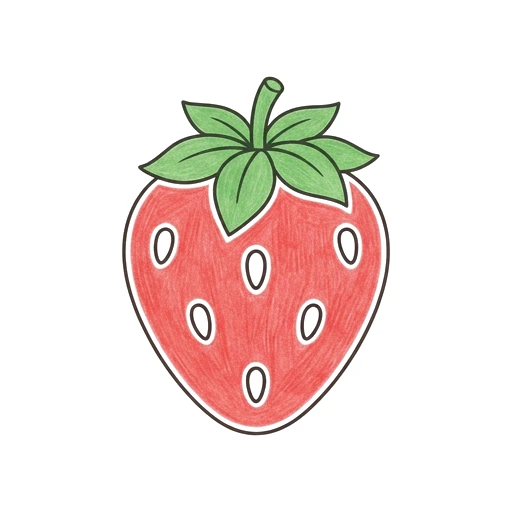 Strawberry coloring page: Juicy Strawberry, colored example