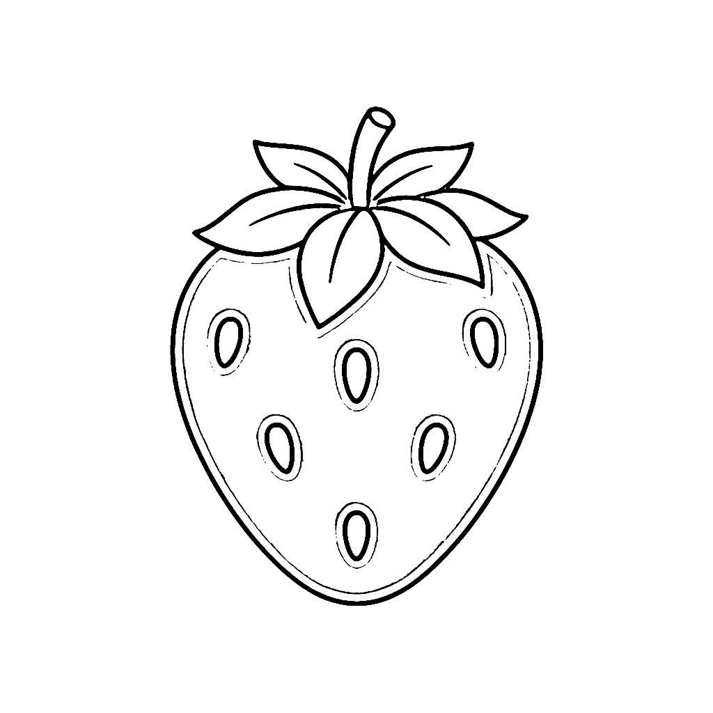 Strawberry coloring page: Juicy Strawberry, outline to print