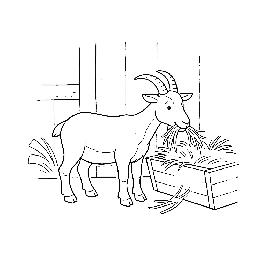 Goat Hay Snack coloring page outline