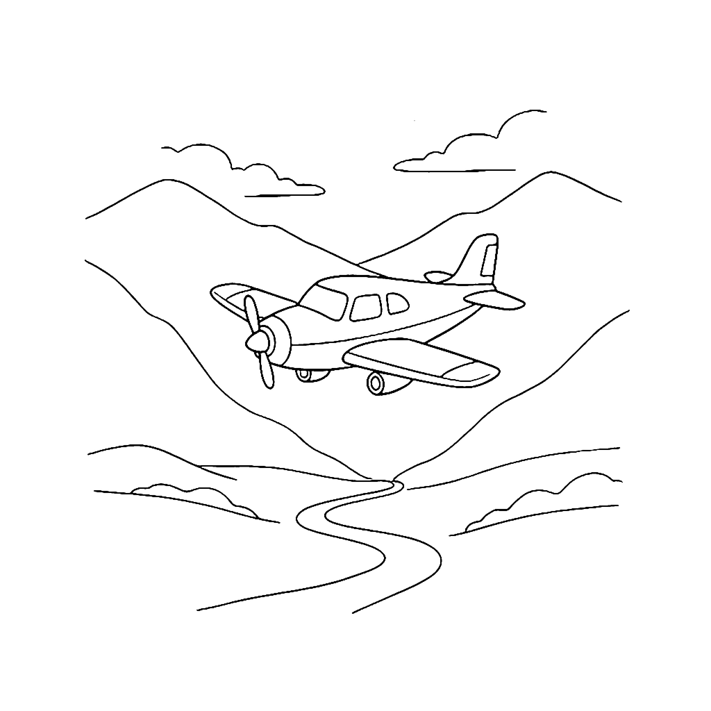 Mountain Rescue Plane coloring page outline
