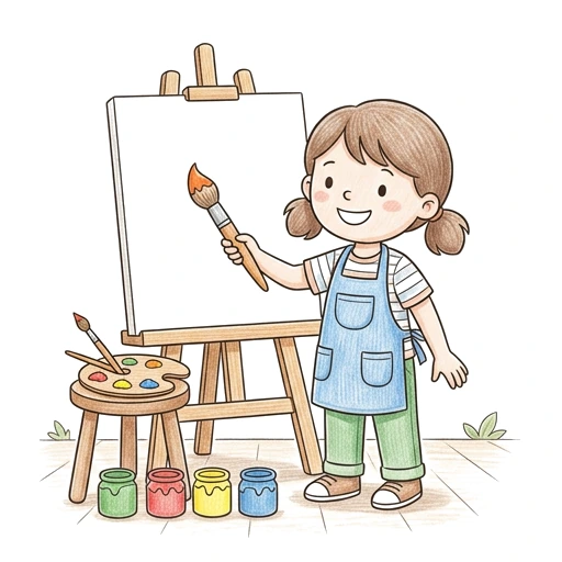 Artist At Easel, colored example