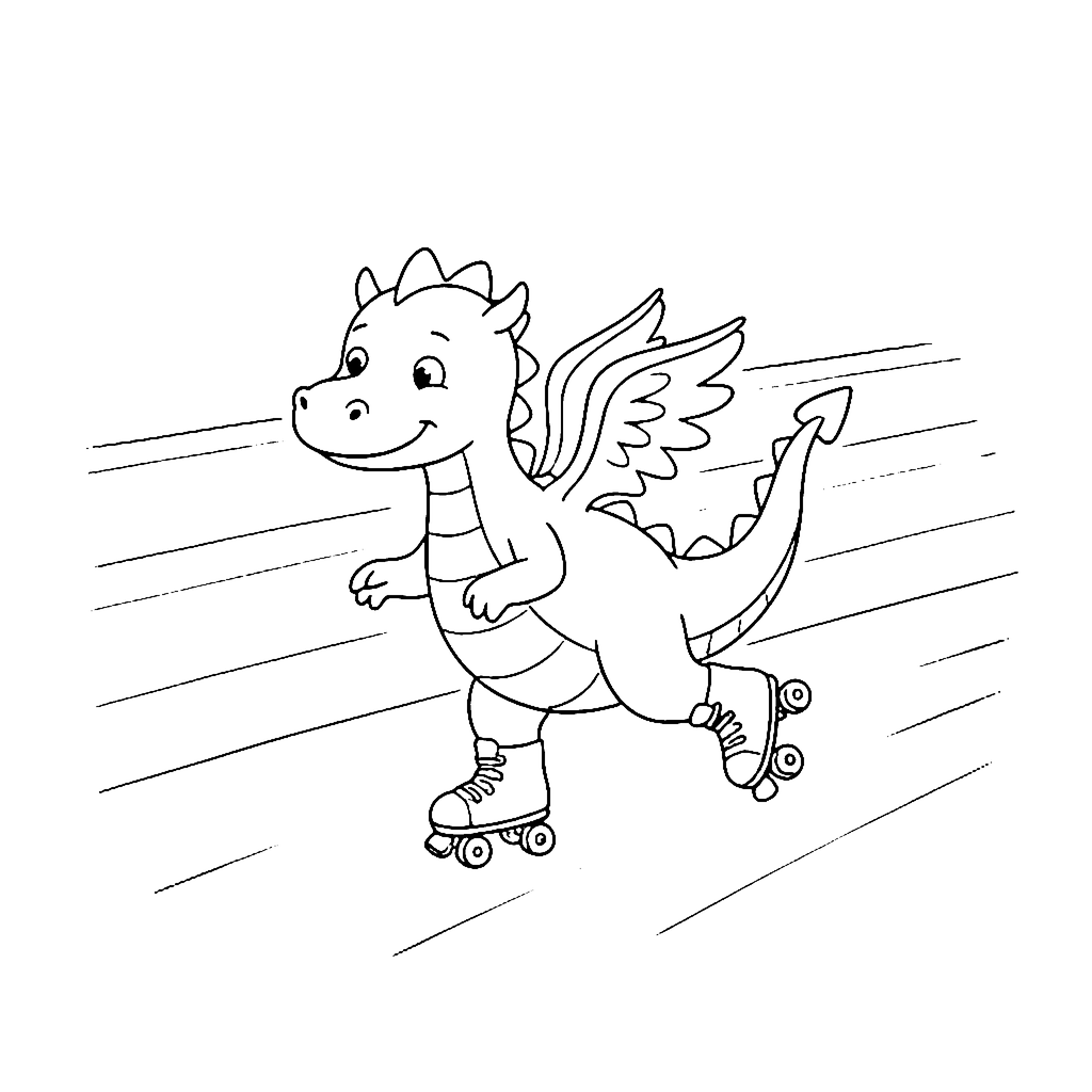 Dragon Skate Practice coloring page outline