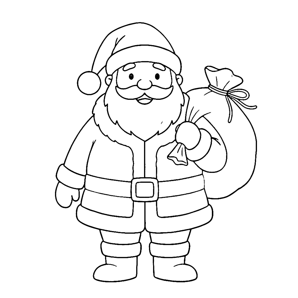 Santa coloring page: Santa Gift Sack, outline to print