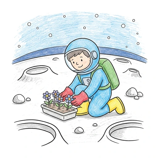 Moon Garden Astronaut, colored example