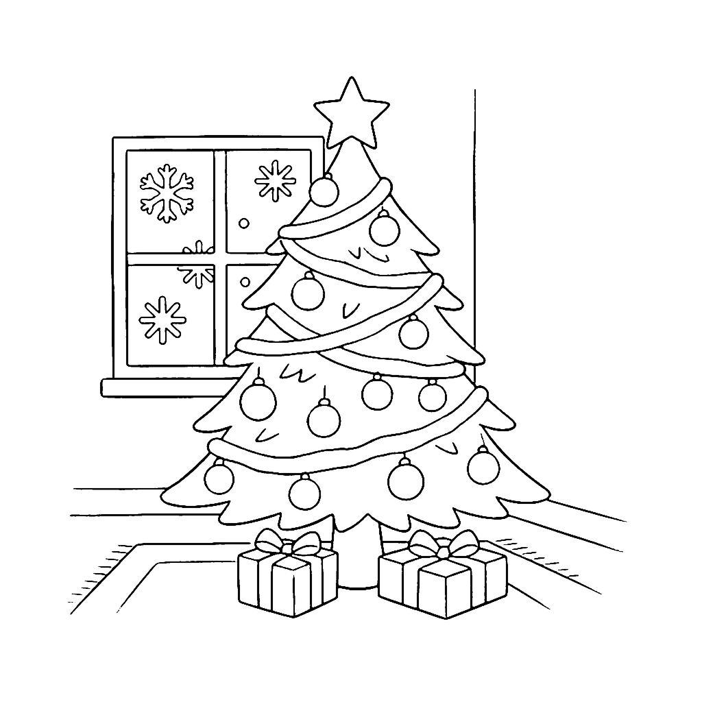 Christmas Tree Glow coloring page outline