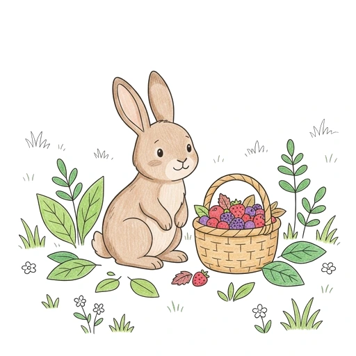 Rabbit Berry Basket, colored example