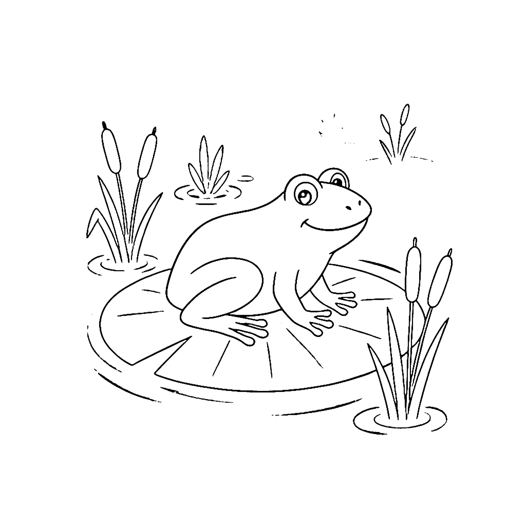 Frog Lily Pad coloring page outline
