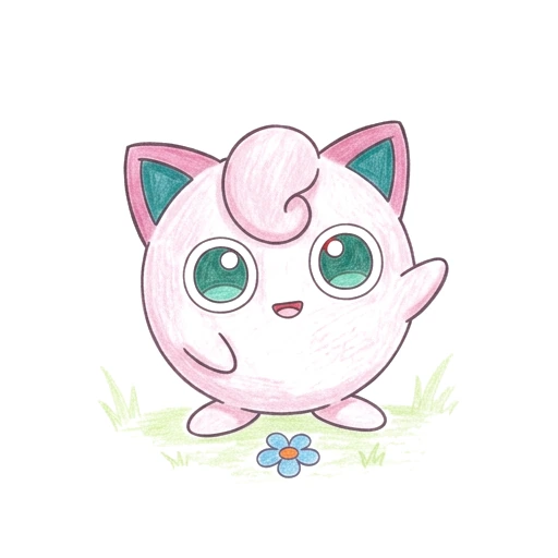 Jigglypuff coloring page: Jigglypuff Song Pose, colored example