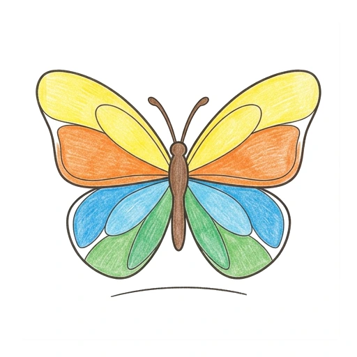 Butterfly coloring page: Butterfly Open Wings, colored example