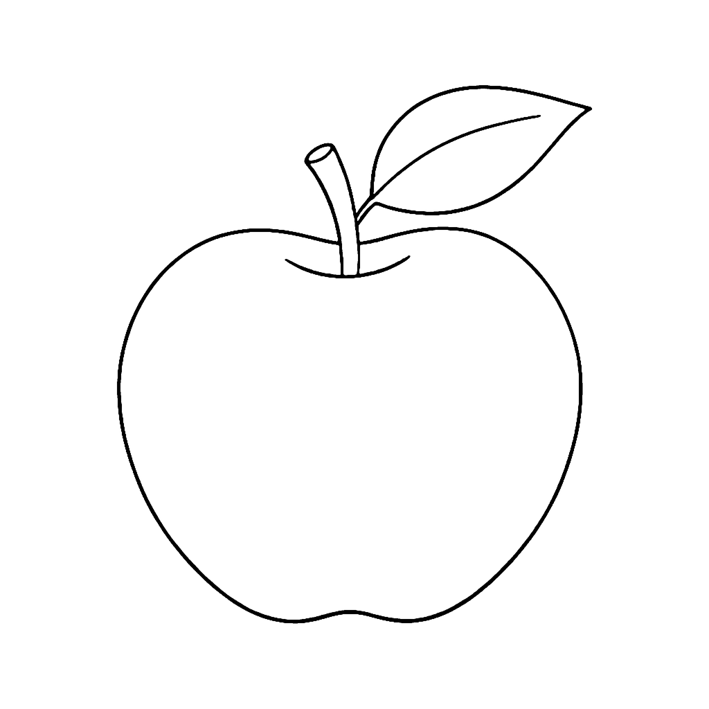 Apple coloring page: Big Red Apple, outline to print