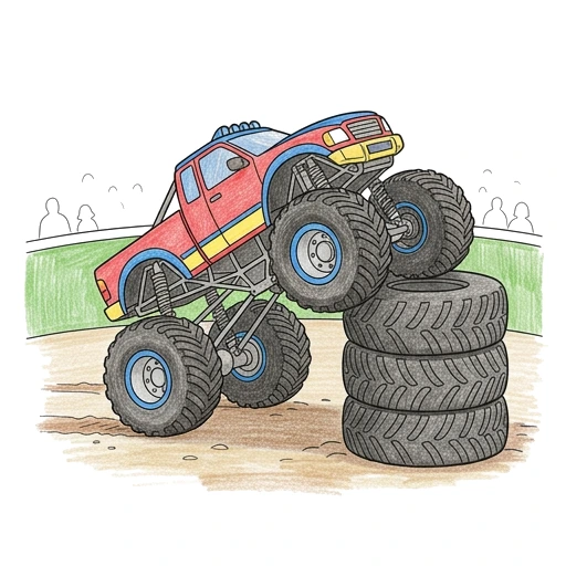 Monster Truck Tire Stack, colored example