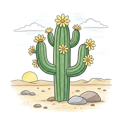 Cactus Flower Bloom, colored example