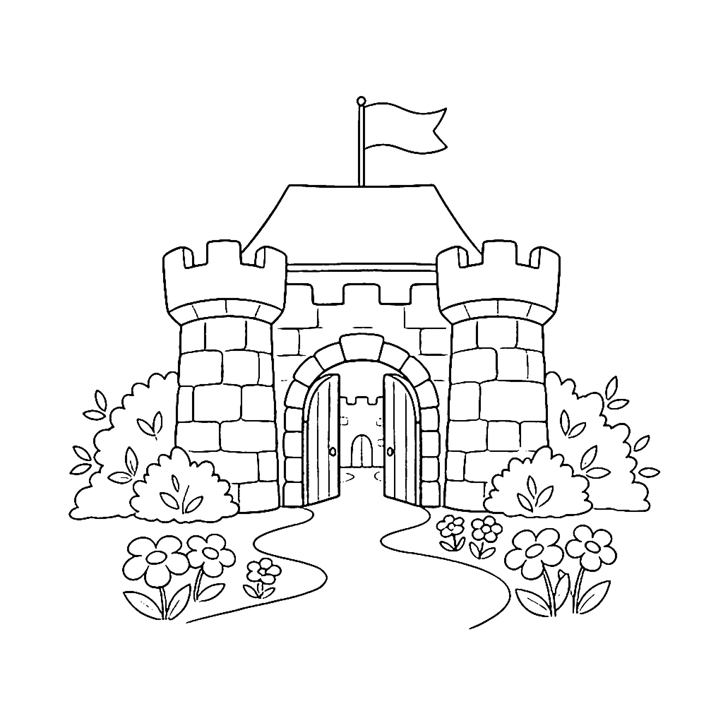 Castle Gate Garden coloring page outline