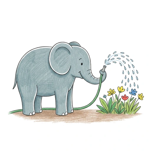 Elephant Flower Shower, colored example