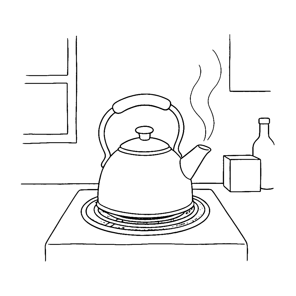 Tea Kettle Whistle coloring page outline