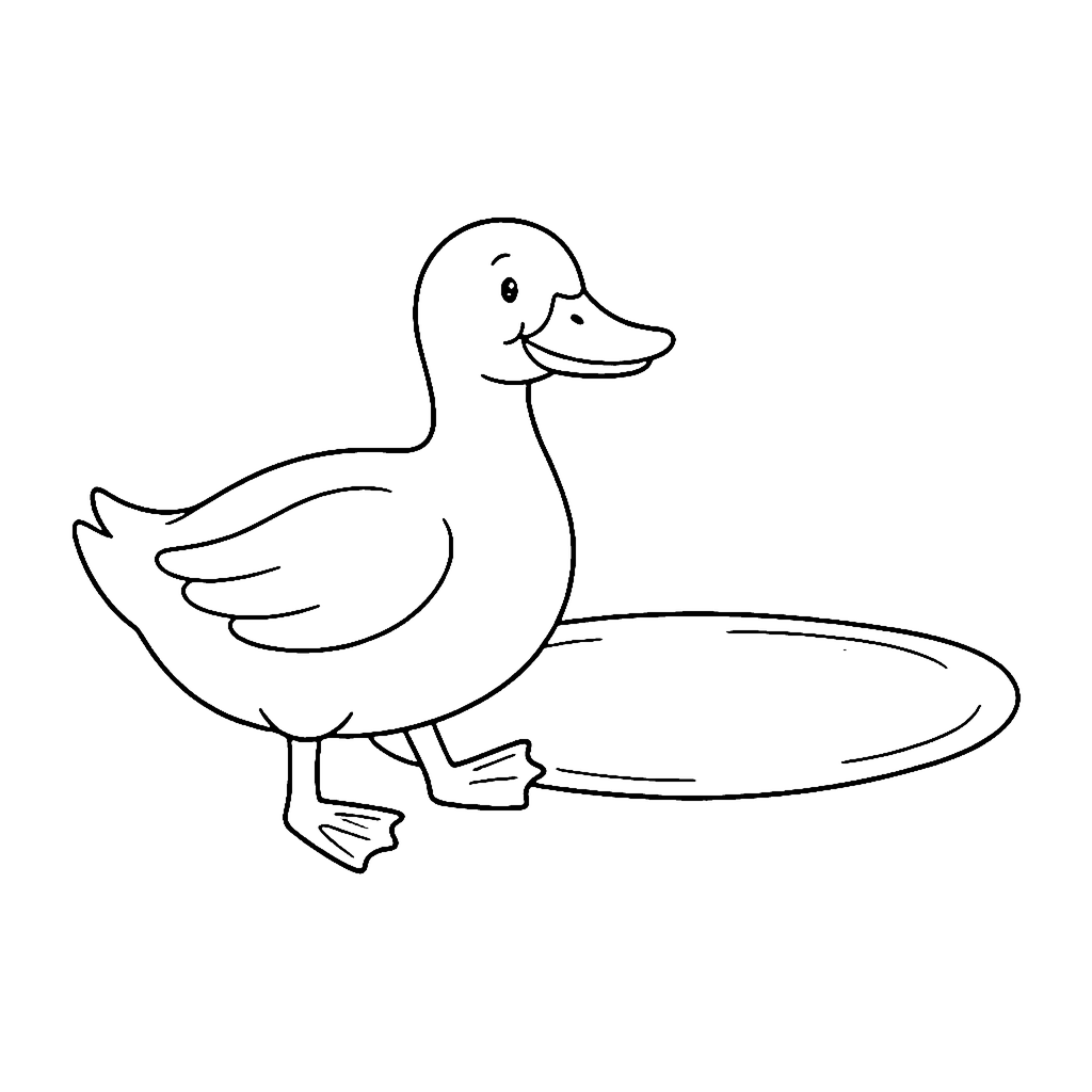 Duck coloring page: Duck Puddle Step, outline to print