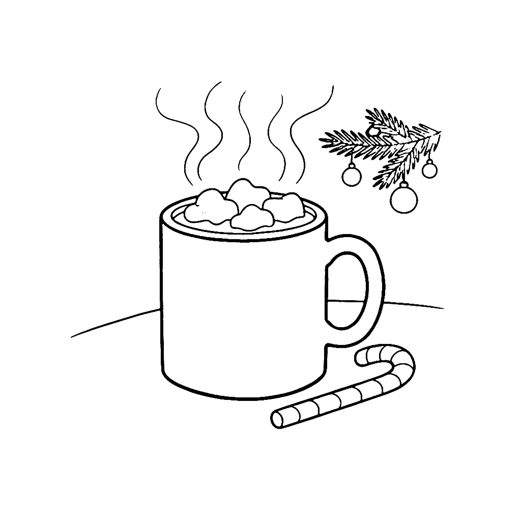 Christmas Cocoa Mug coloring page outline