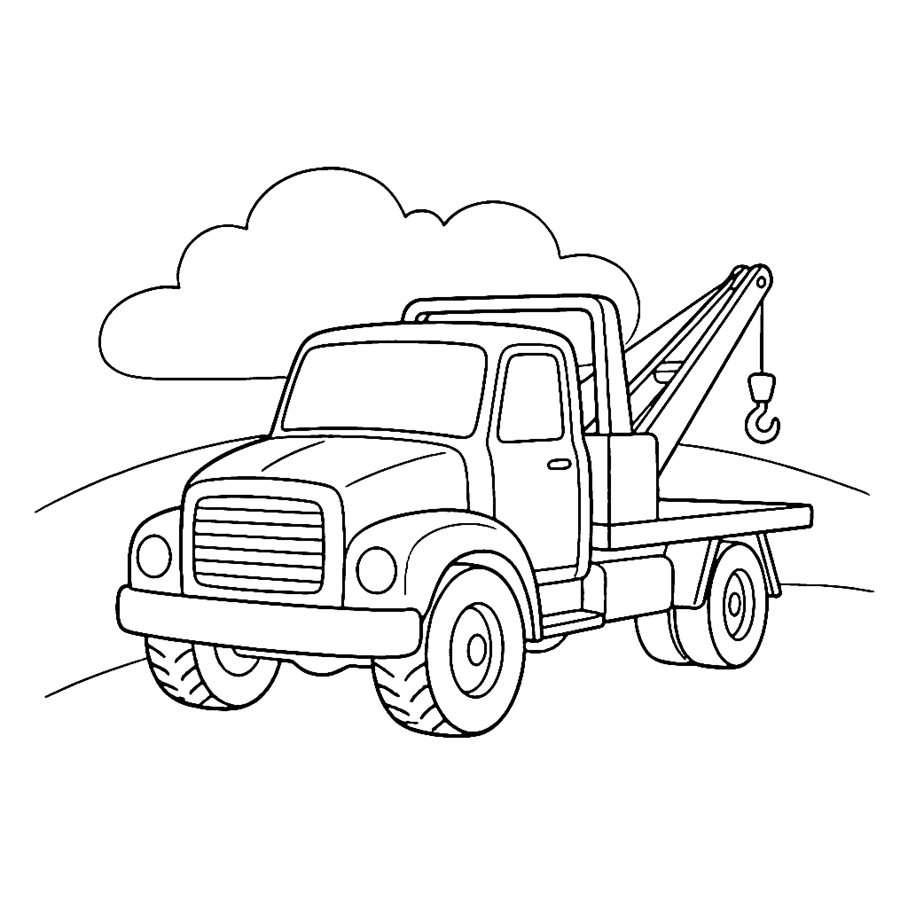 Tow Truck coloring page: Tow Truck Hilltop, outline to print