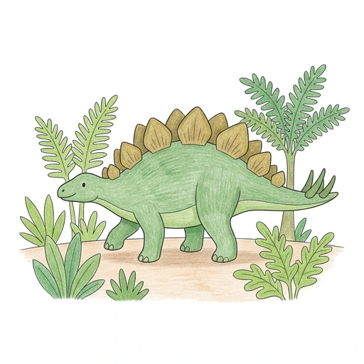 Stegosaurus Fern Stroll, colored example