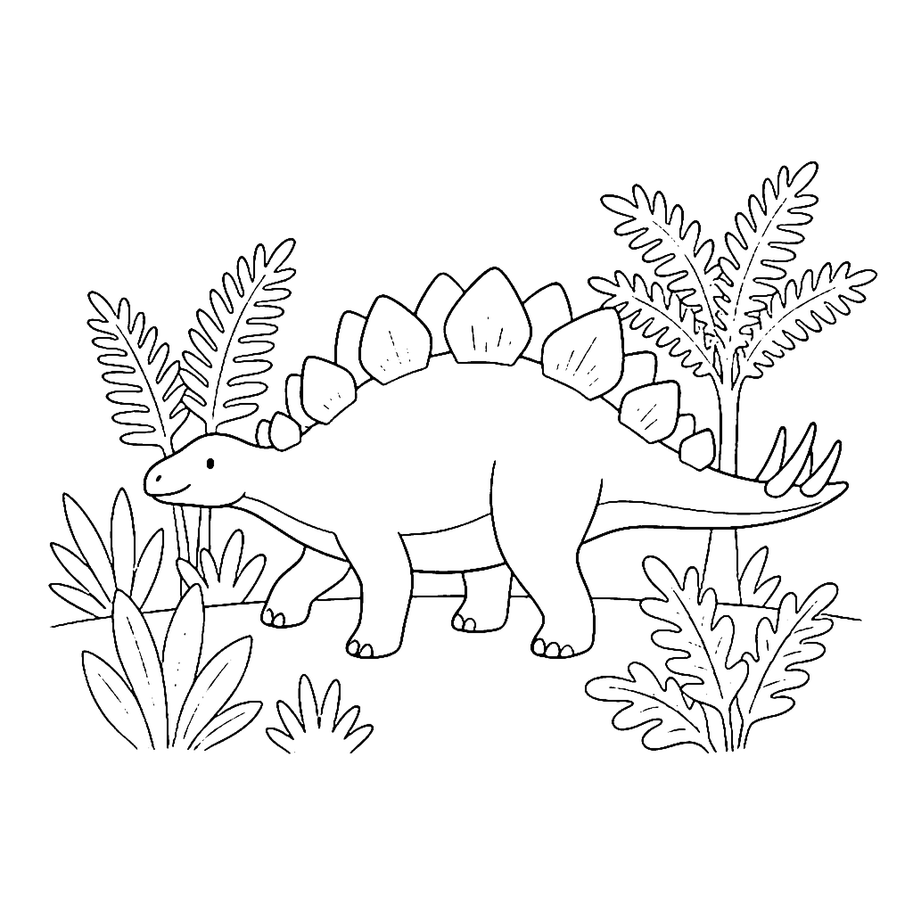 Stegosaurus Fern Stroll coloring page outline