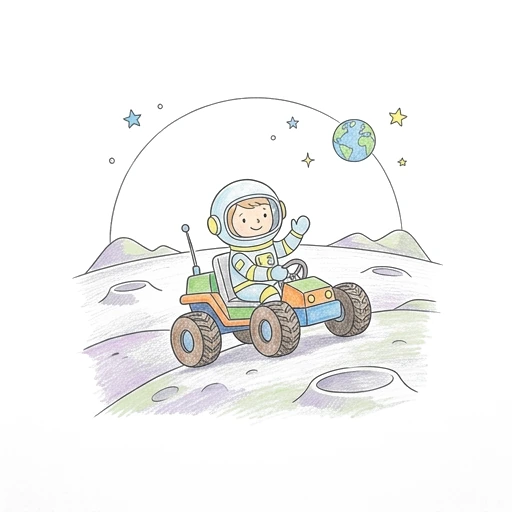 Astronaut Lunar Buggy, colored example