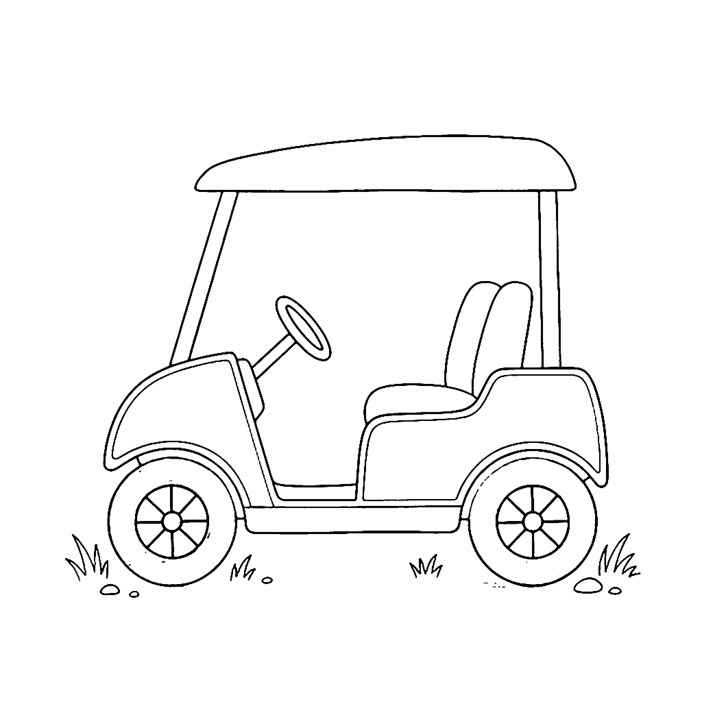Golf Cart coloring page: Golf Cart View, outline to print