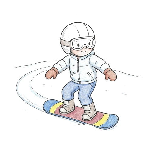 Snowboarder coloring page: Snowboarder Turning, colored example